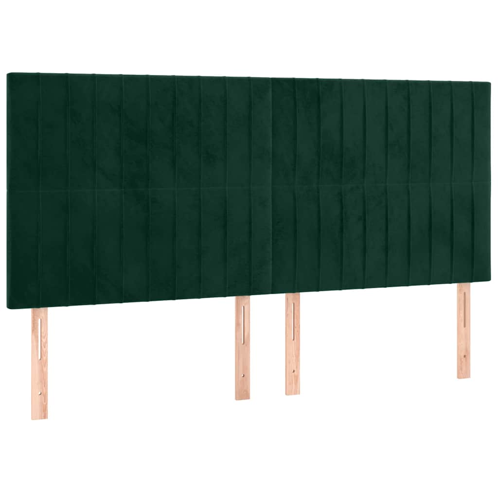 LED uzglavlje tamnozeleno 200x5x118/128 cm baršunasto