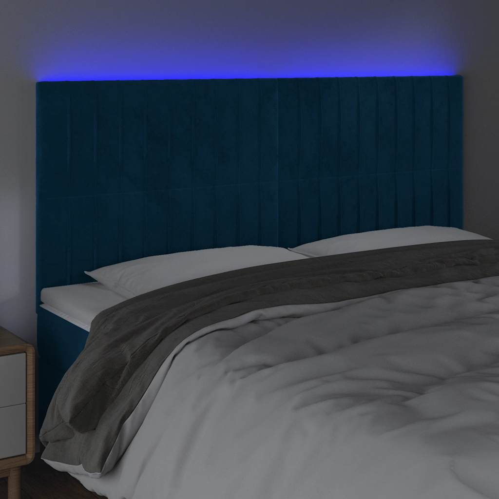 LED uzglavlje tamnoplavo 200x5x118/128 cm od tkanine