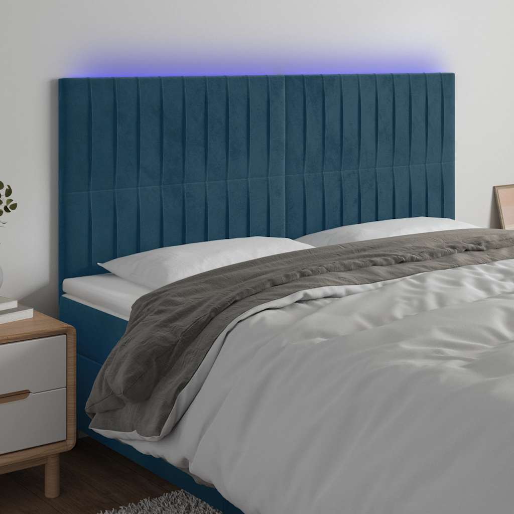 LED uzglavlje tamnoplavo 200x5x118/128 cm od tkanine