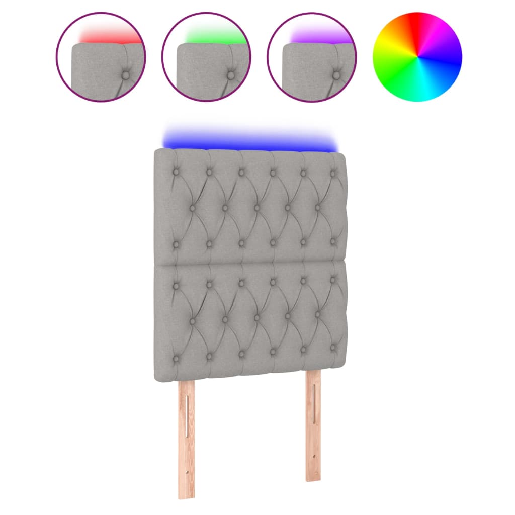 LED uzglavlje svjetlosivo 80x7x118/128 cm od tkanine