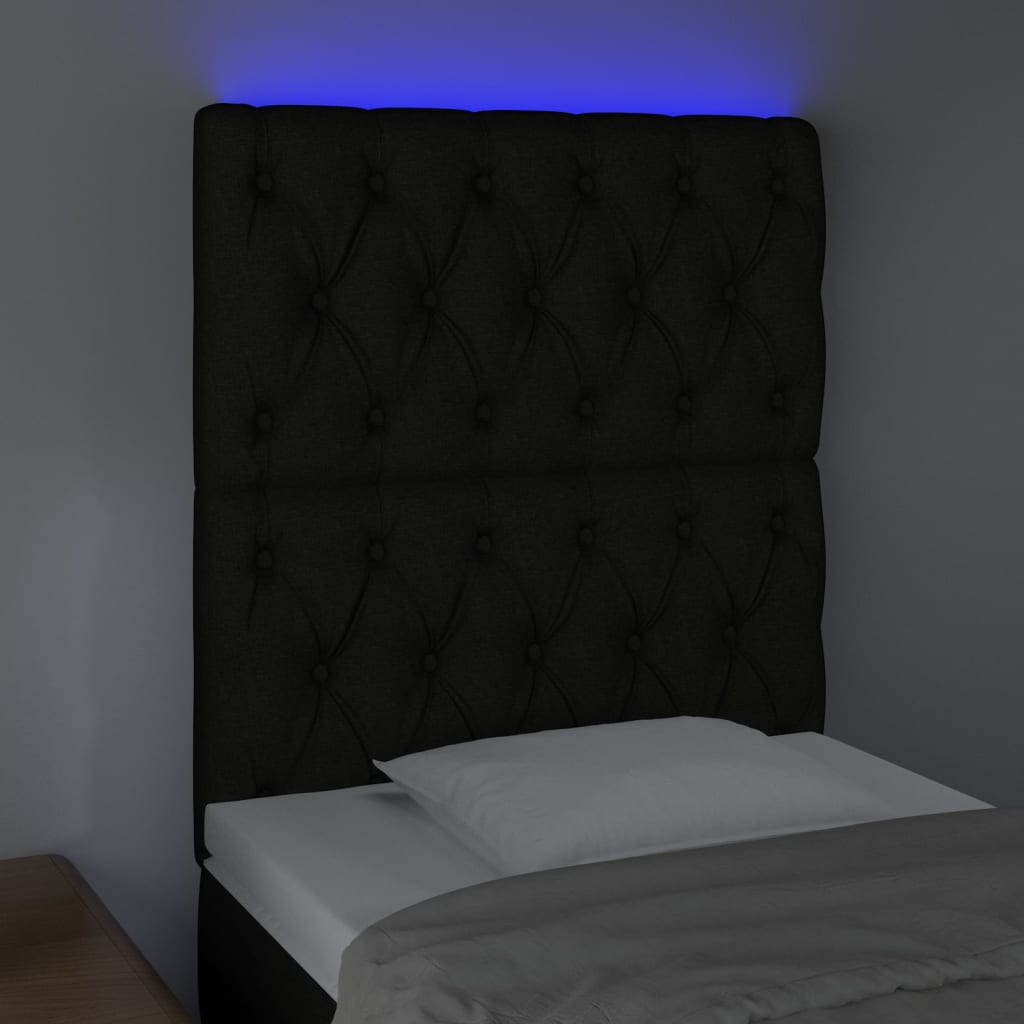 LED uzglavlje crno 80x7x118/128 cm od tkanine