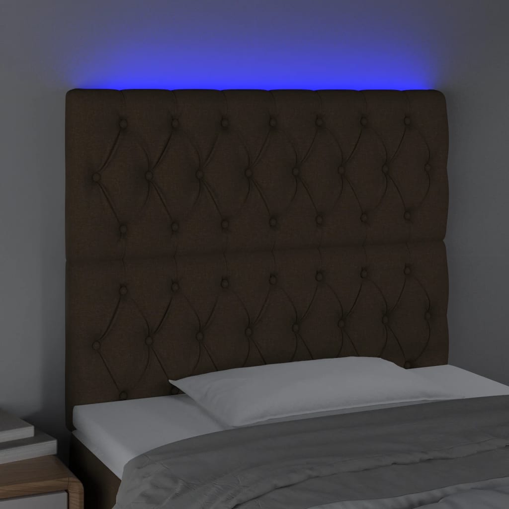 LED uzglavlje tamnosmeđe 90x7x118/128 cm od tkanine