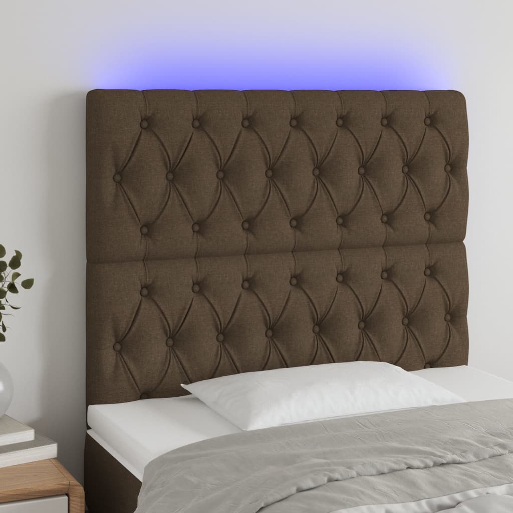 LED uzglavlje tamnosmeđe 90x7x118/128 cm od tkanine