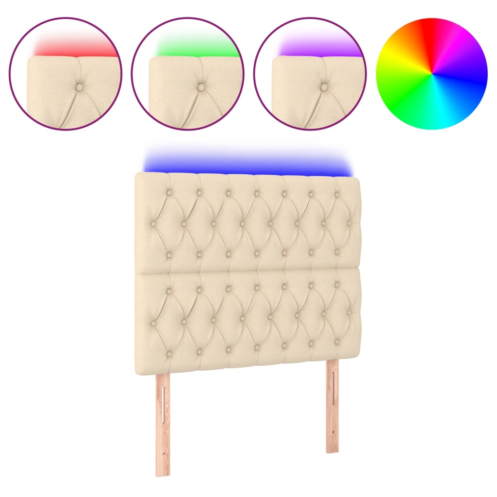 LED uzglavlje krem 90x7x118/128 cm od tkanine