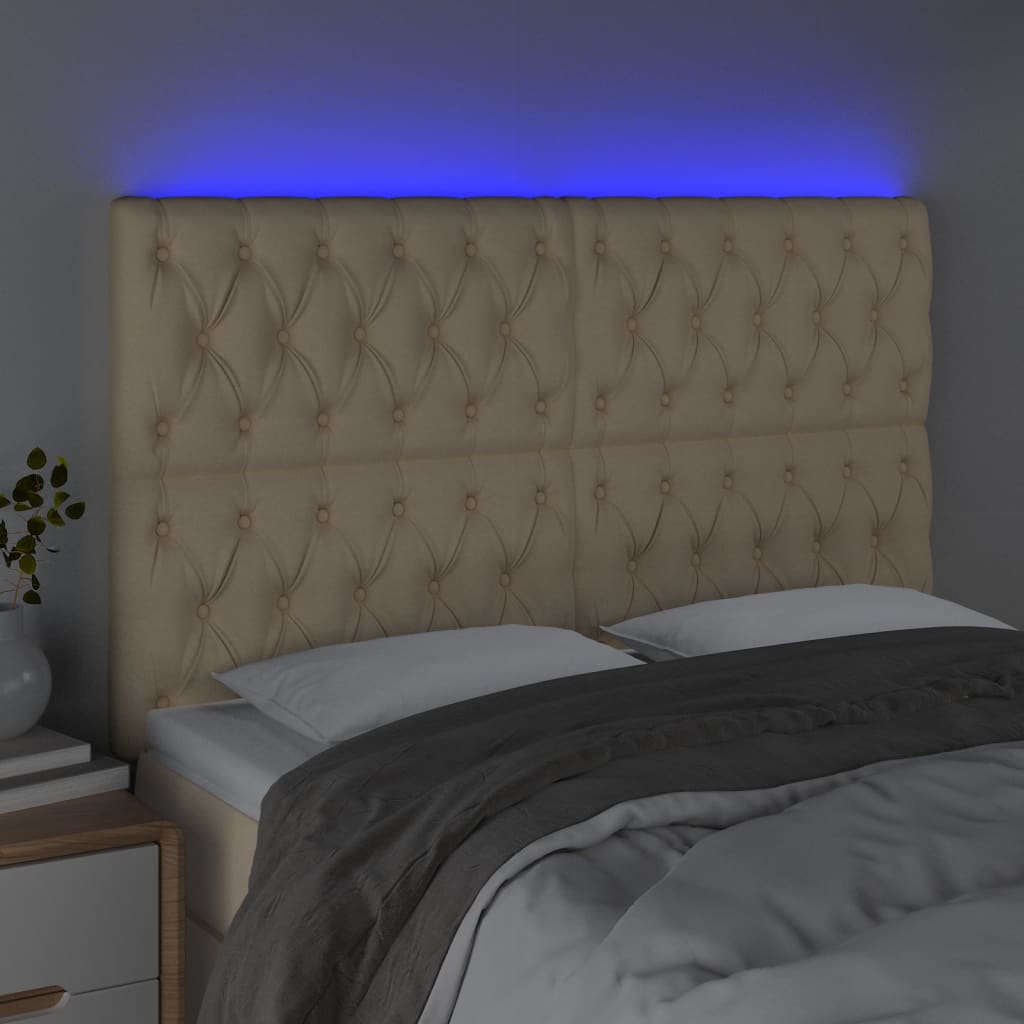 LED uzglavlje krem 144x7x118/128 cm od tkanine