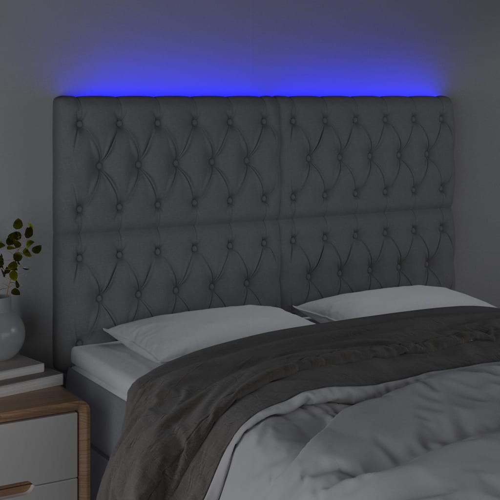 LED uzglavlje svjetlosivo 160x7x118/128 cm od tkanine