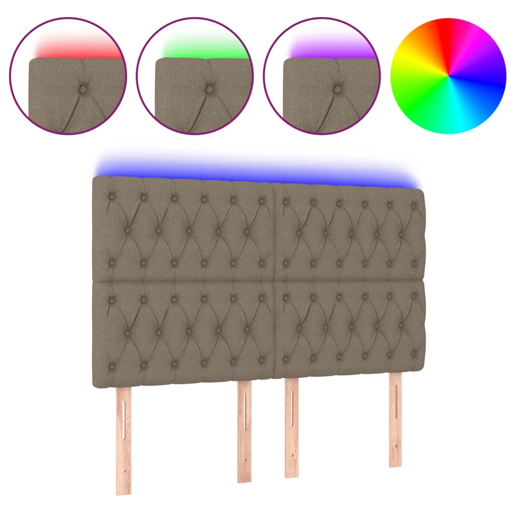 LED uzglavlje smeđesivo 160x7x118/128 cm od tkanine