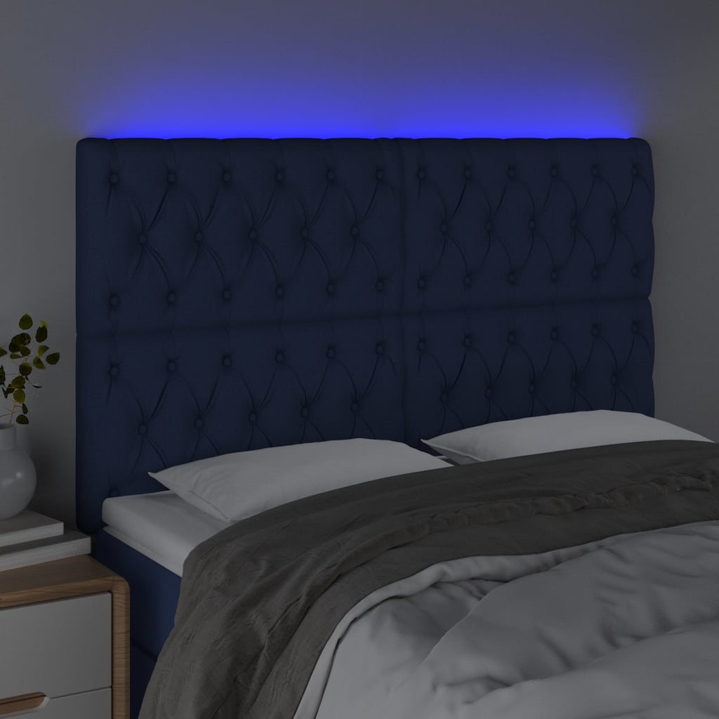 LED uzglavlje plavo 160x7x118/128 cm od tkanine