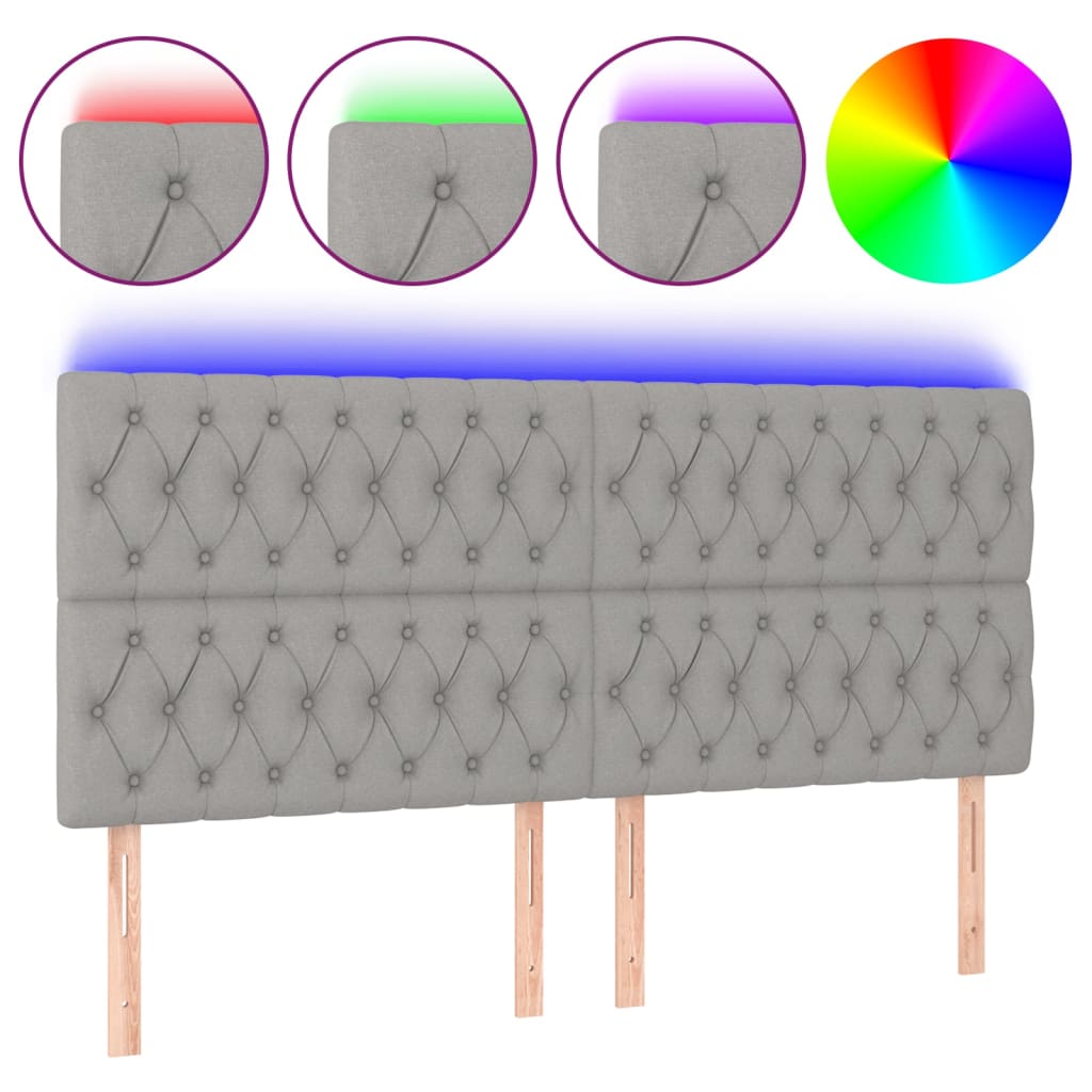 LED uzglavlje svjetlosivo 180x7x118/128 cm od tkanine