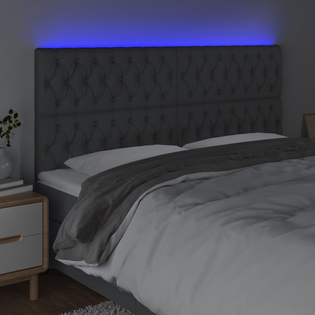 LED uzglavlje tamnosivo 180x7x118/128 cm od tkanine