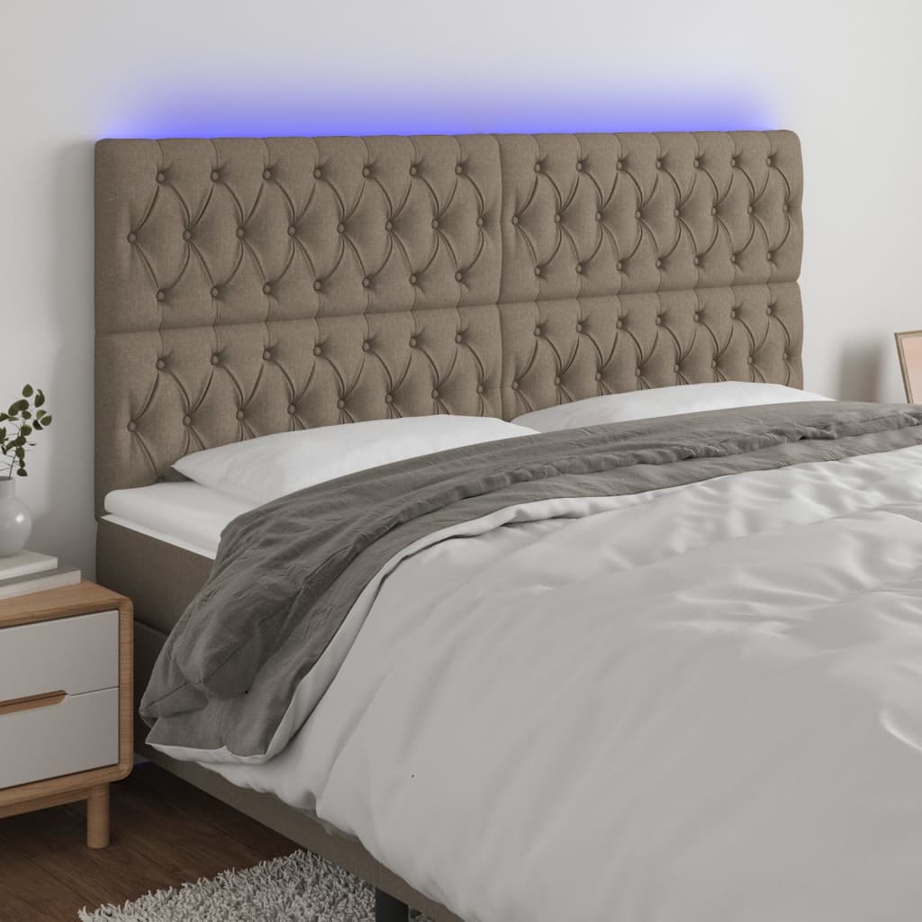 LED uzglavlje smeđesivo 180x7x118/128 cm od tkanine
