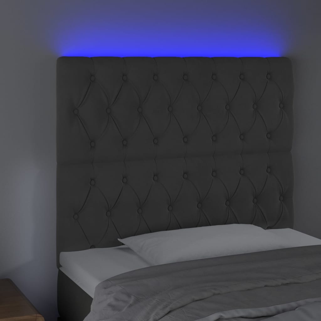 LED uzglavlje tamnosivo 90x7x118/128 cm baršunasto