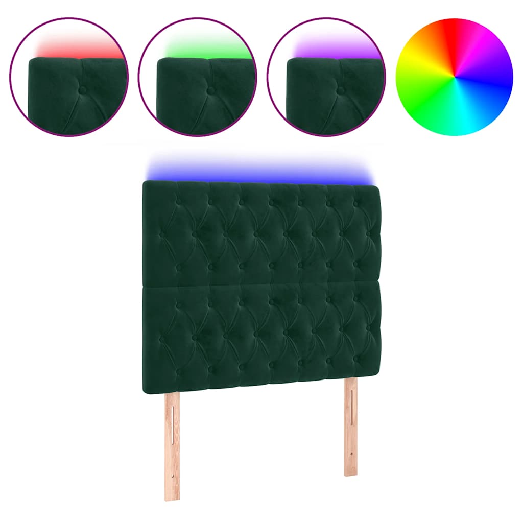 LED uzglavlje tamnozeleno 90x7x118/128 cm baršunasto