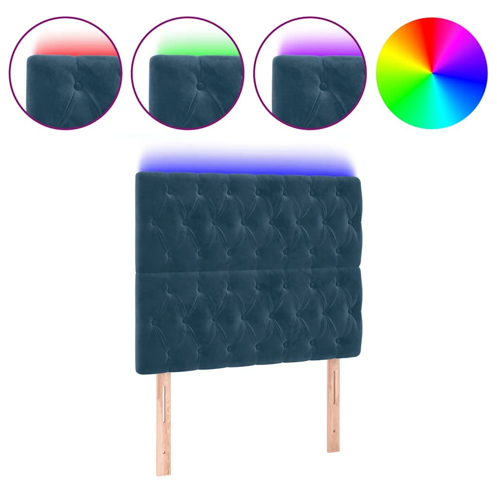 LED uzglavlje tamnoplavo 90x7x118/128 cm baršunasto