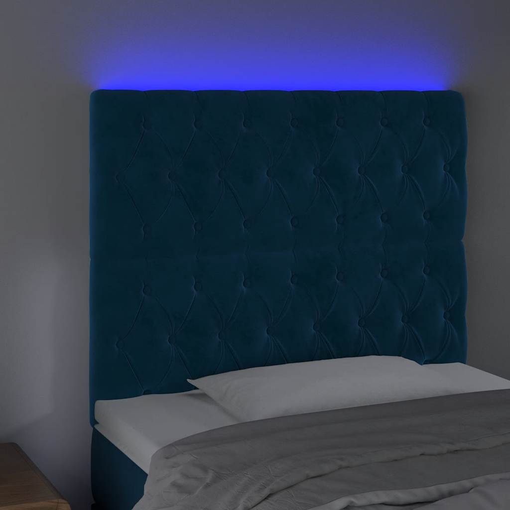 LED uzglavlje tamnoplavo 90x7x118/128 cm baršunasto