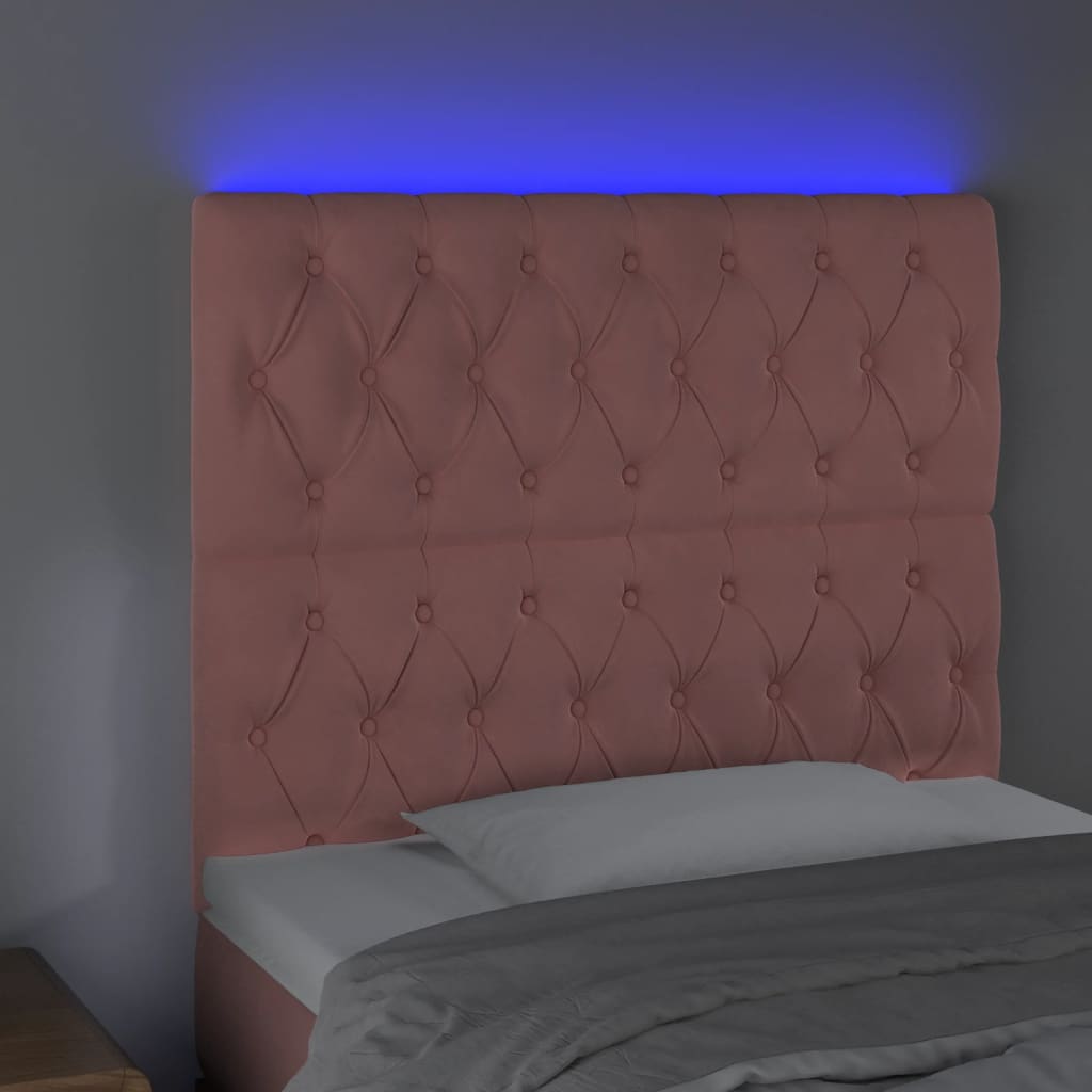LED uzglavlje ružičasto 90x7x118/128 cm baršunasto