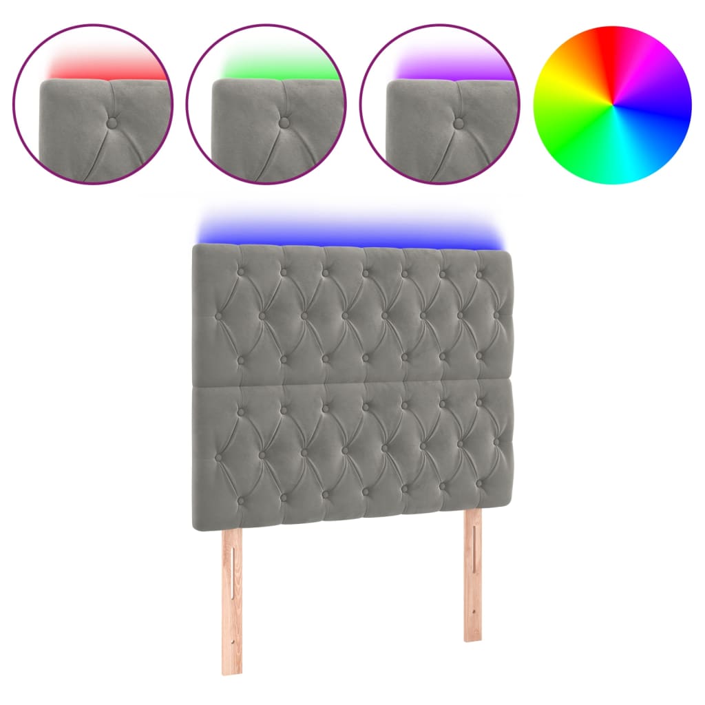 LED uzglavlje svjetlosivo 100x7x118/128 cm baršunasto