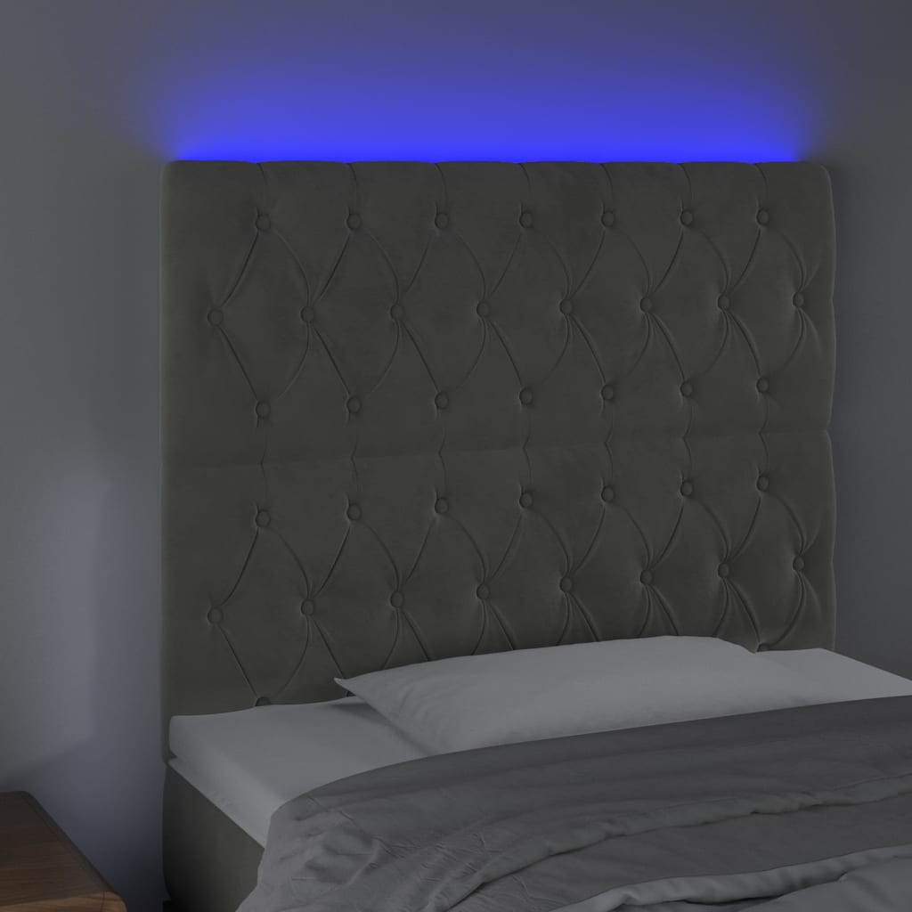 LED uzglavlje svjetlosivo 100x7x118/128 cm baršunasto