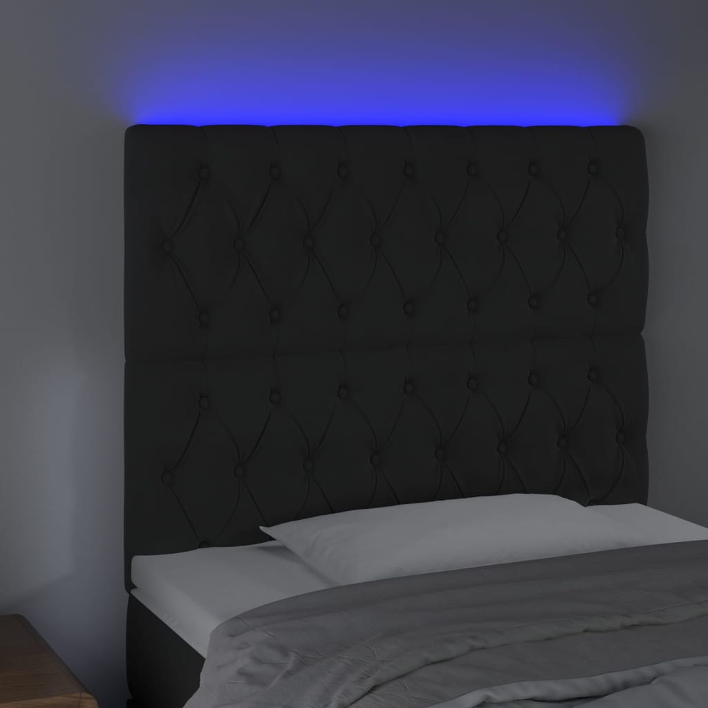 LED uzglavlje crno 100x7x118/128 cm baršunasto