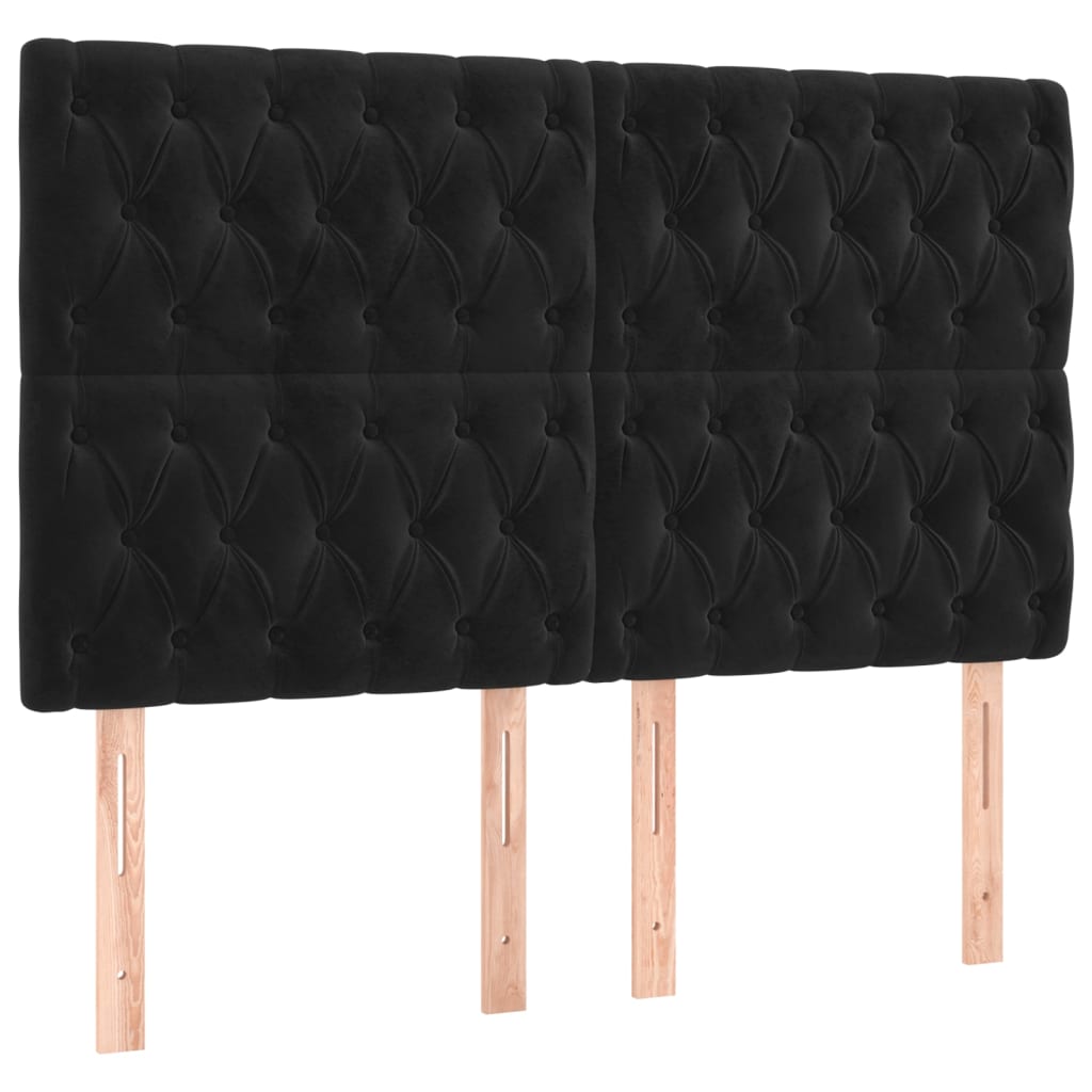 LED uzglavlje crno 144x7x118/128 cm baršunasto