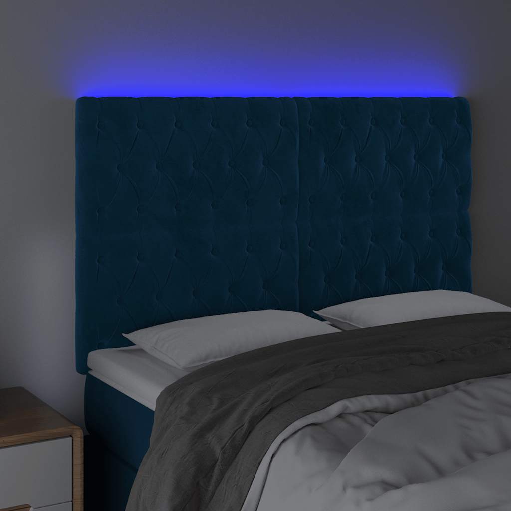 LED uzglavlje tamnoplavo 144x7x118/128 cm baršunasto