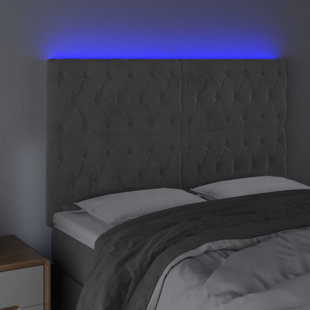 LED uzglavlje svjetlosivo 160x7x118/128 cm baršunasto