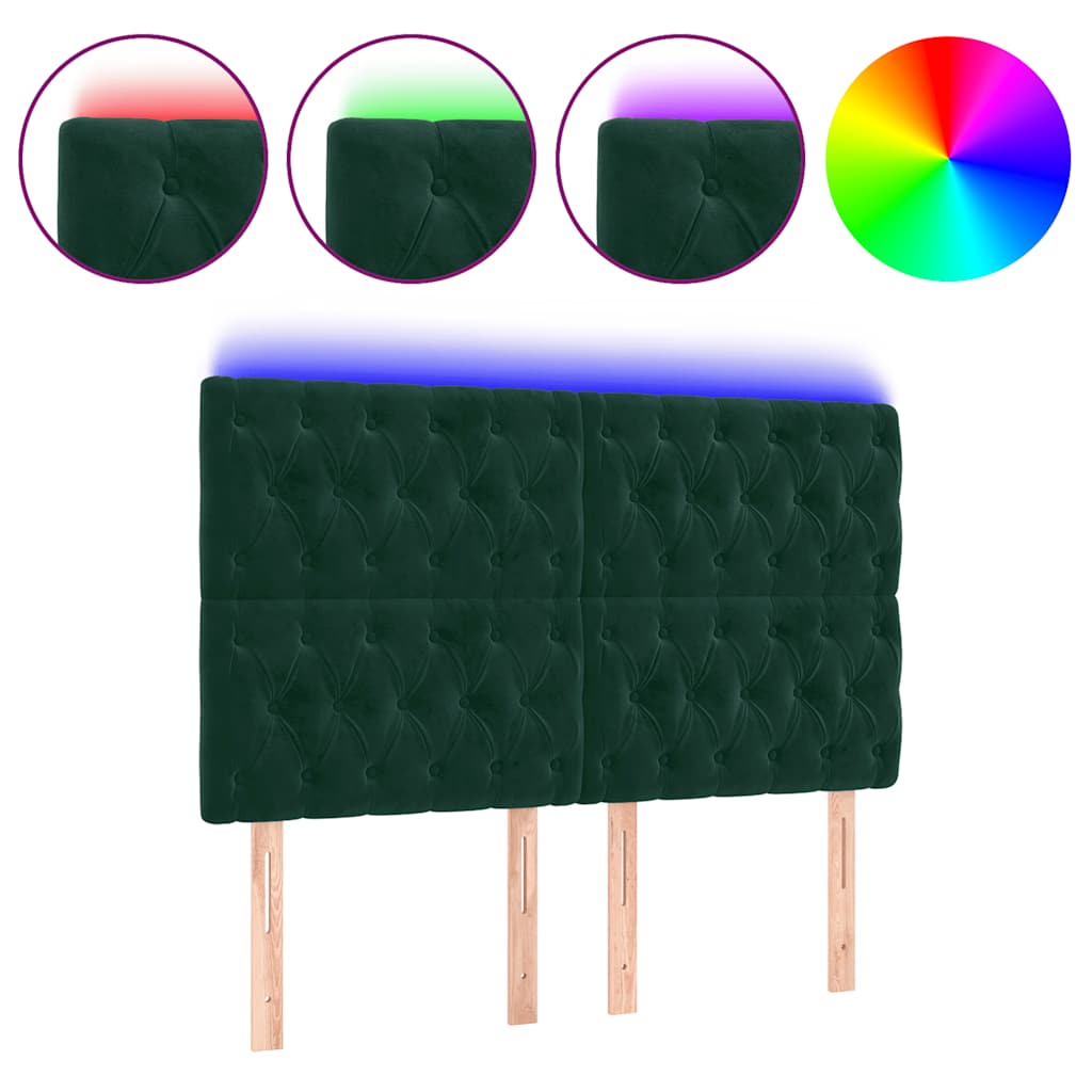 LED uzglavlje tamnozeleno 160x7x118/128 cm baršunasto