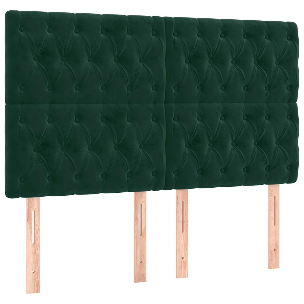 LED uzglavlje tamnozeleno 160x7x118/128 cm baršunasto