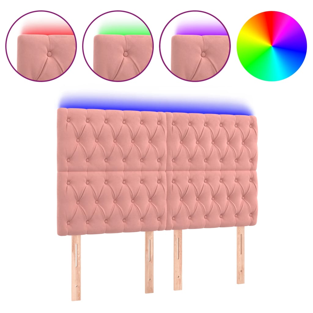LED uzglavlje ružičasto 160x7x118/128 cm baršunasto