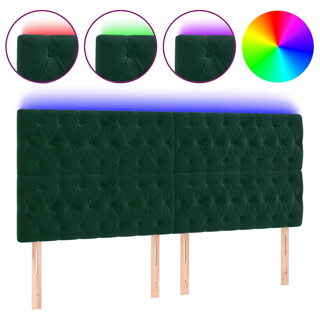 LED uzglavlje tamnozeleno 180x7x118/128 cm baršunasto