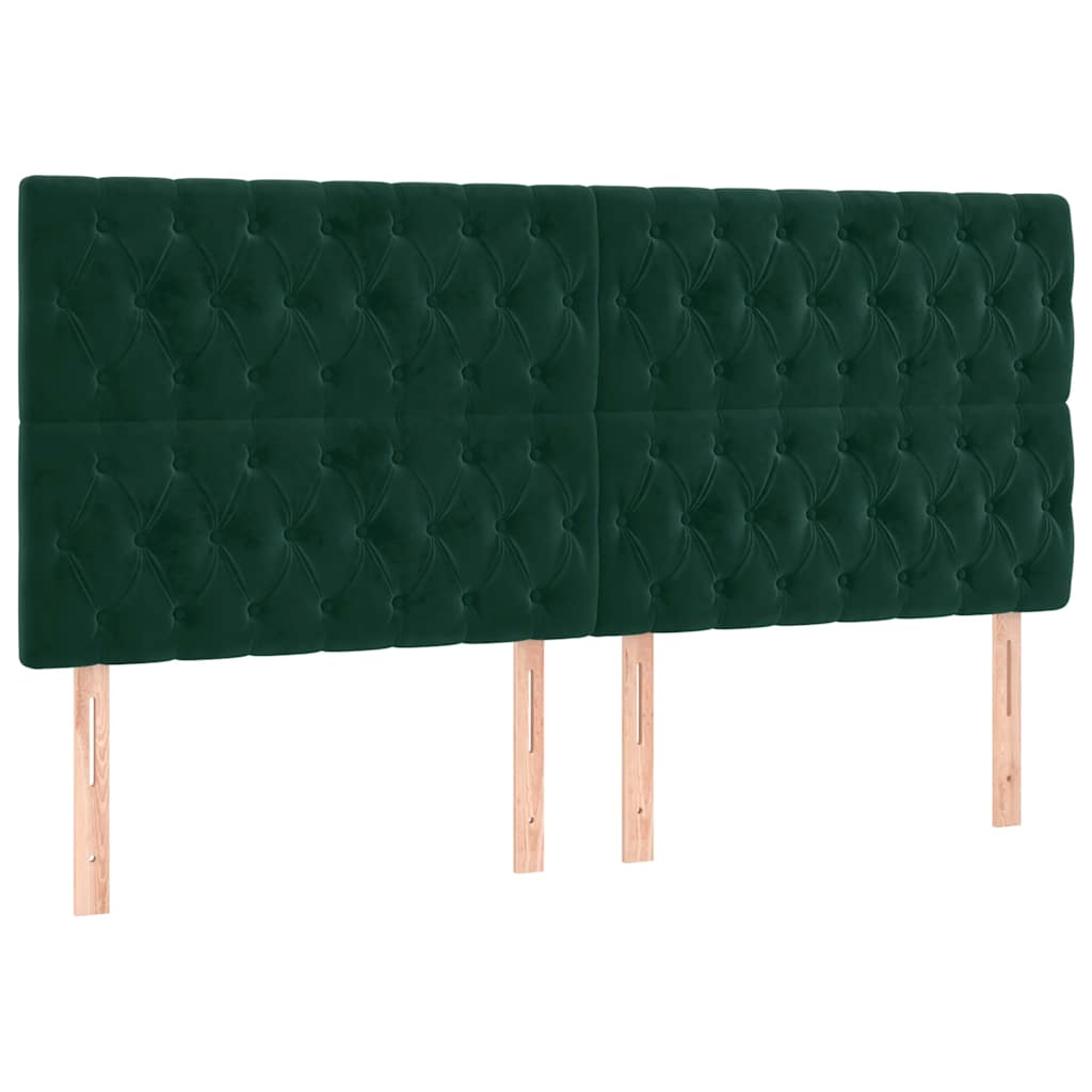 LED uzglavlje tamnozeleno 200x7x118/128 cm baršunasto