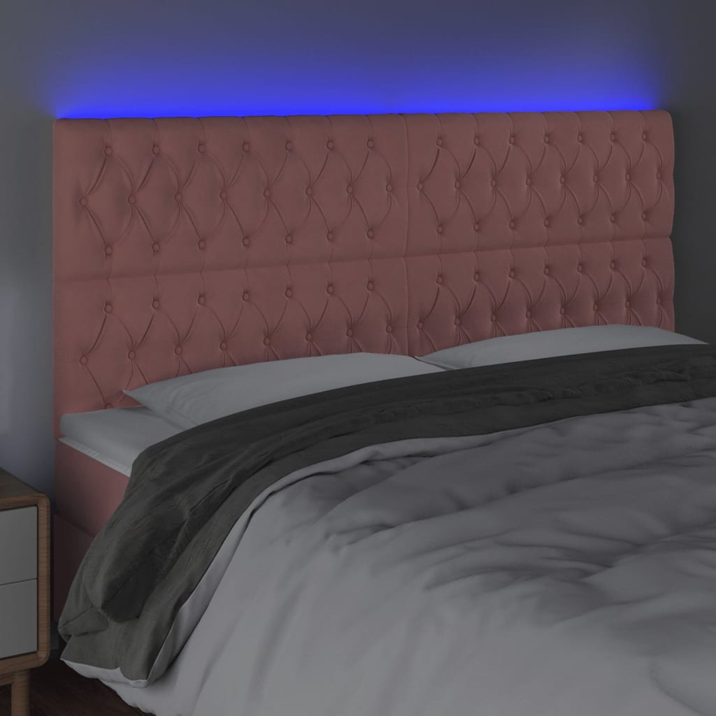 LED uzglavlje ružičasto 200x7x118/128 cm baršunasto