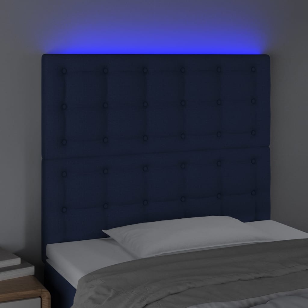 LED uzglavlje plavo 90x5x118/128 cm od tkanine