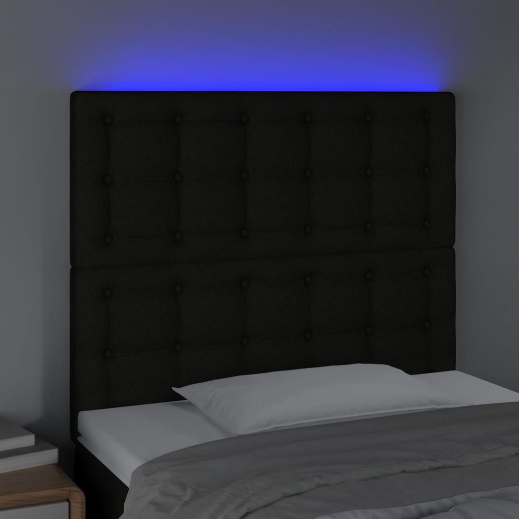 LED uzglavlje crno 100x5x118/128 cm od tkanine