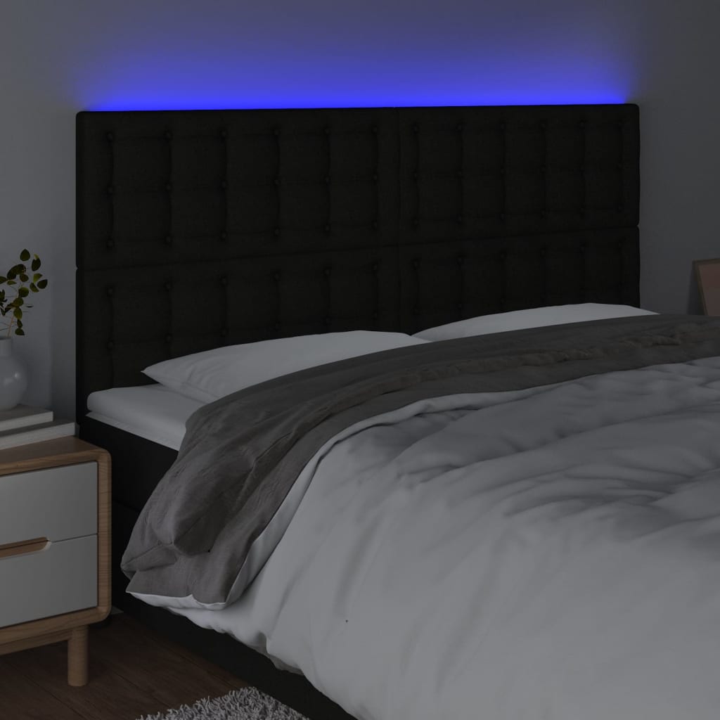 LED uzglavlje crno 160x5x118/128 cm od tkanine