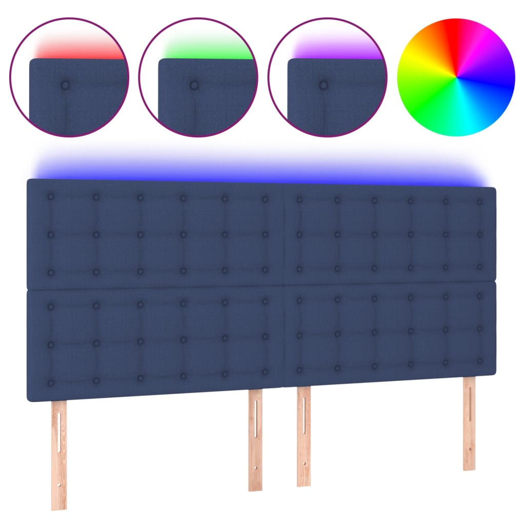 LED uzglavlje plavo 160x5x118/128 cm od tkanine