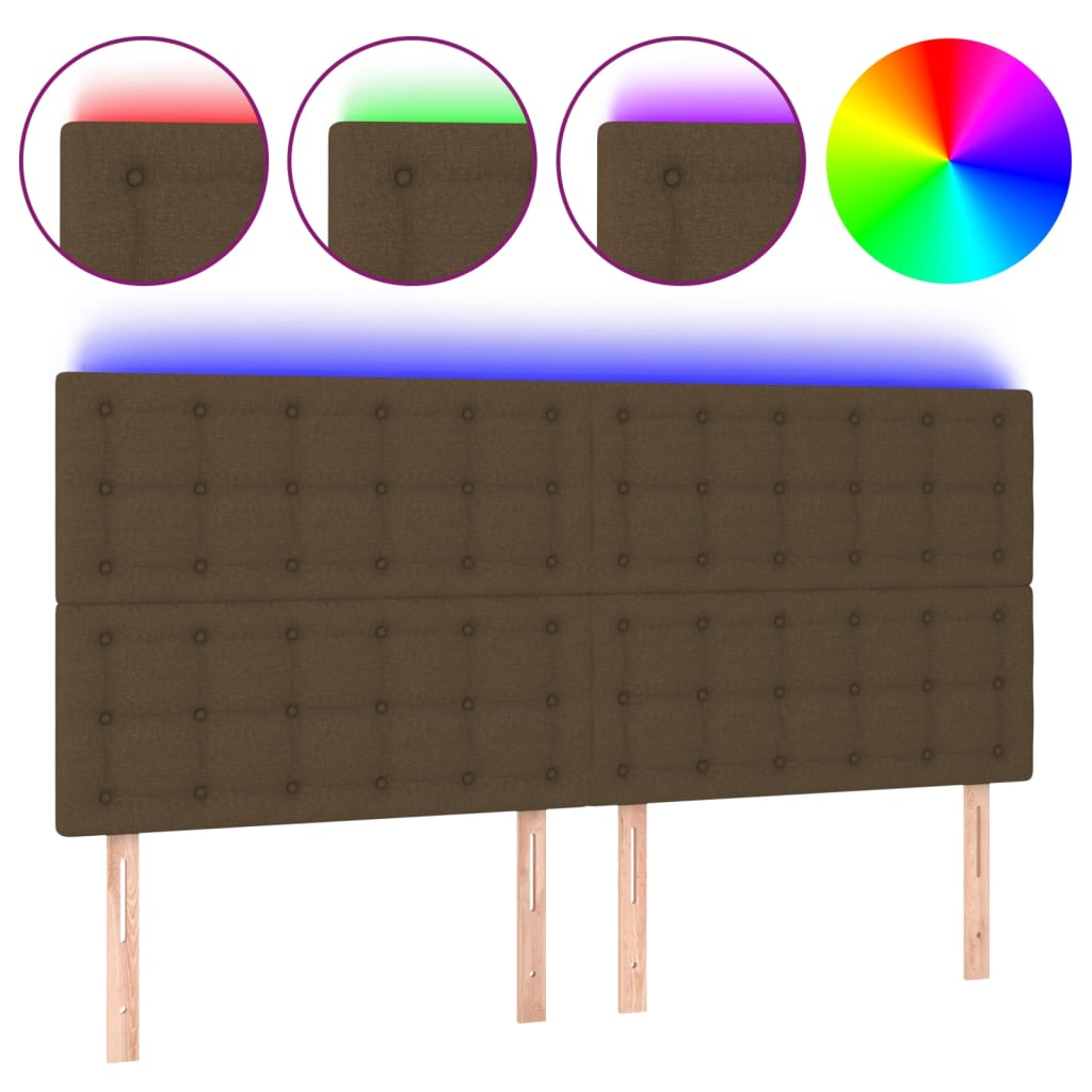 LED uzglavlje tamnosmeđe 180x5x118/128 cm od tkanine