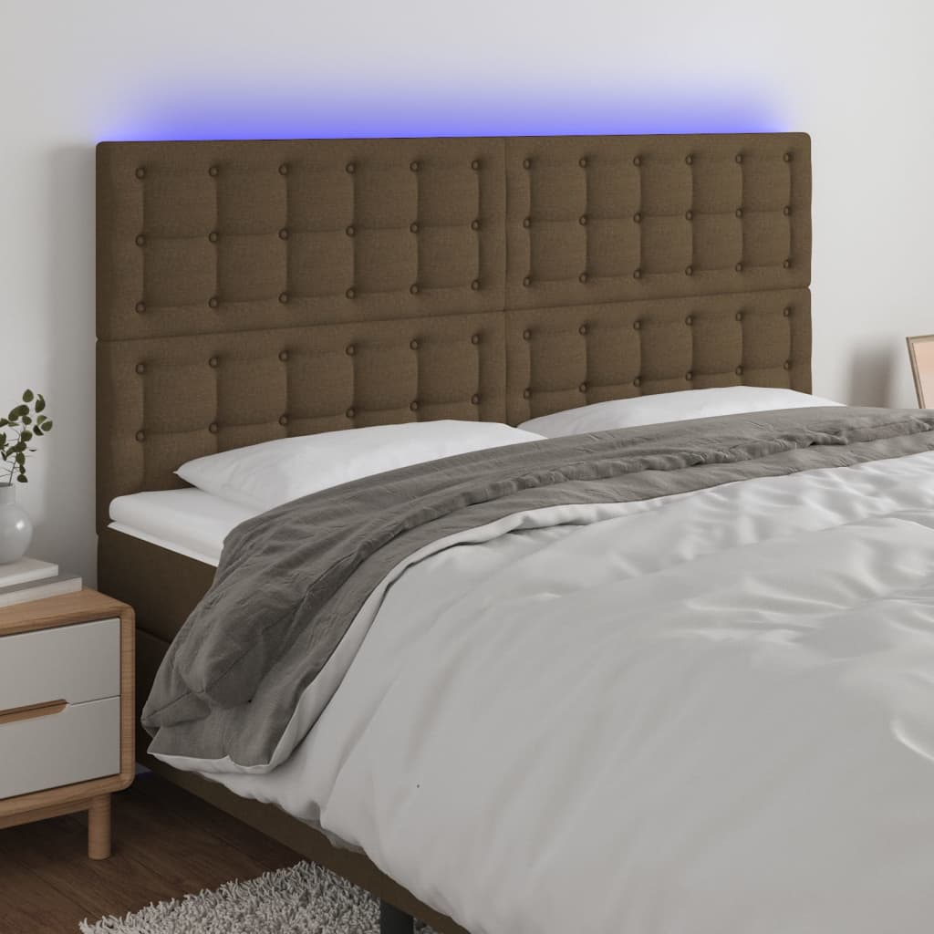 LED uzglavlje tamnosmeđe 180x5x118/128 cm od tkanine