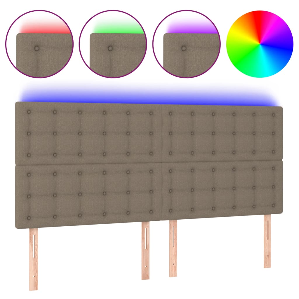 LED uzglavlje smeđesivo 180x5x118/128 cm od tkanine