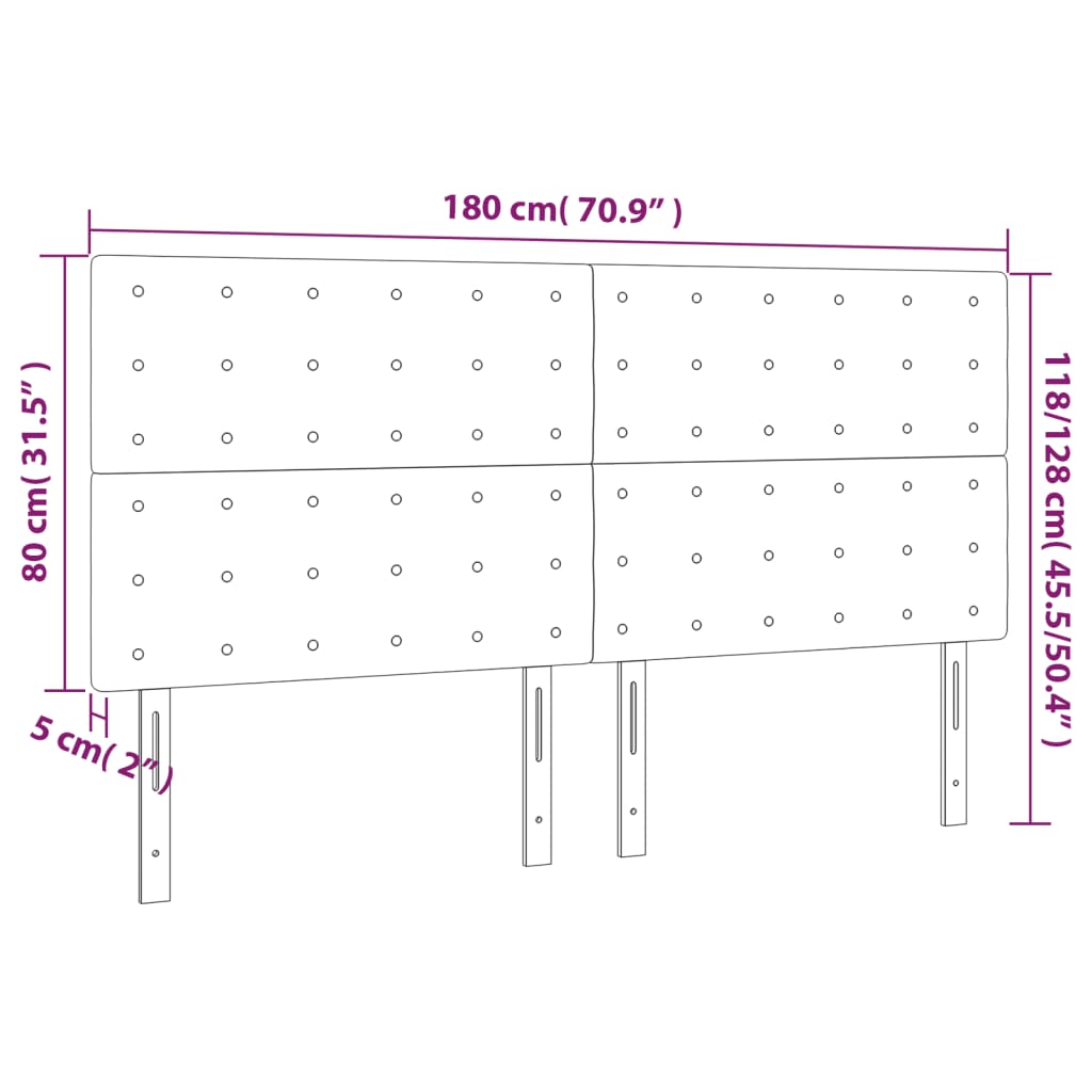 LED uzglavlje smeđesivo 180x5x118/128 cm od tkanine