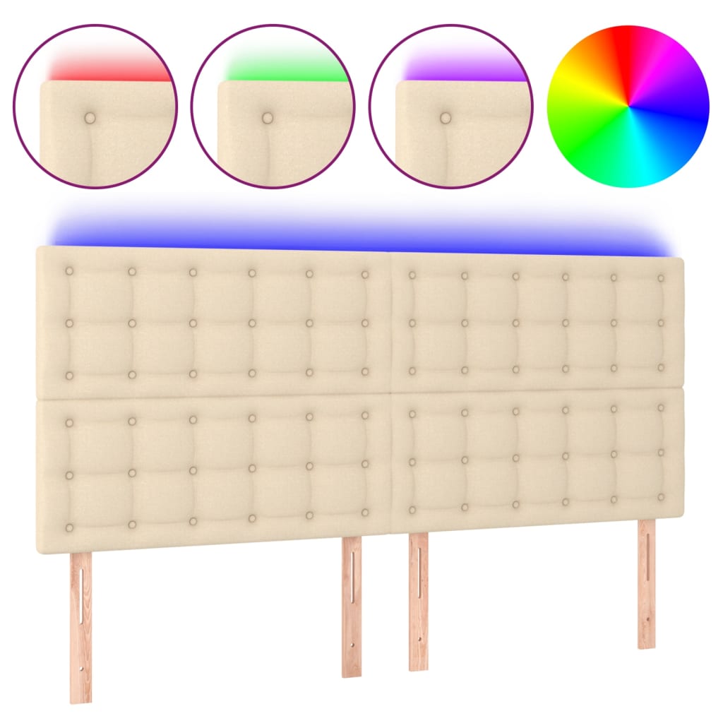 LED uzglavlje krem 200x5x118/128 cm od tkanine