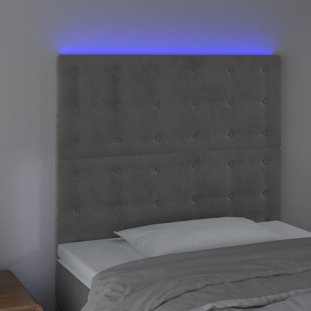 LED uzglavlje svjetlosivo 80x5x118/128 cm baršunasto