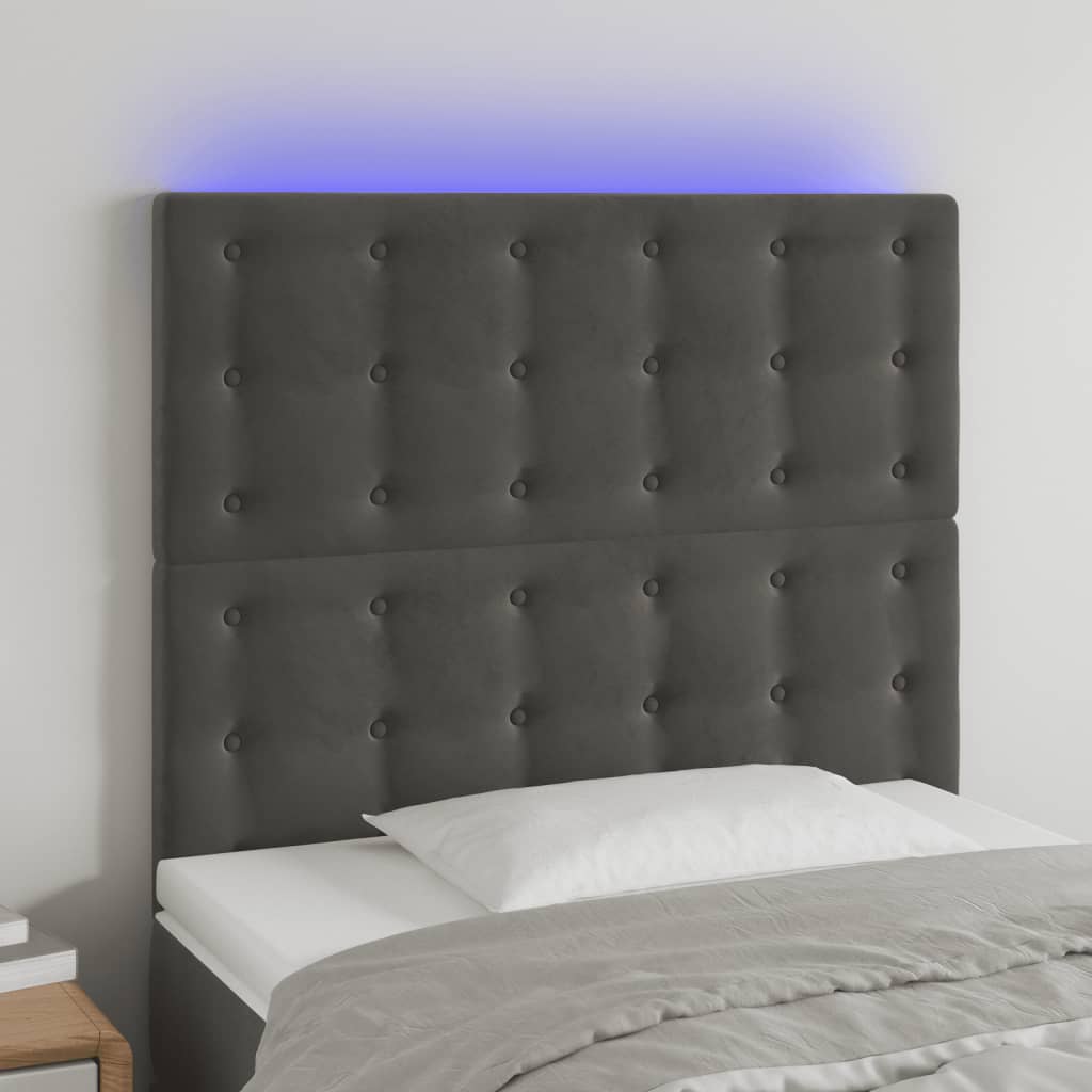 LED uzglavlje tamnosivo 80x5x118/128 cm baršunasto