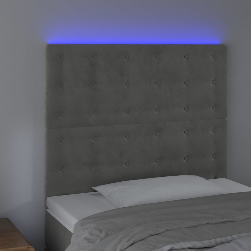 LED uzglavlje svjetlosivo 90x5x118/128 cm baršunasto