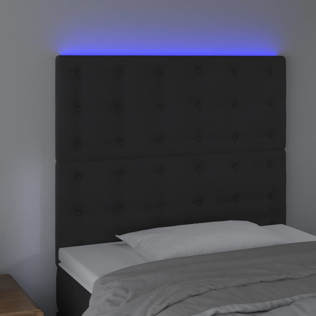 LED uzglavlje crno 90x5x118/128 cm baršunasto
