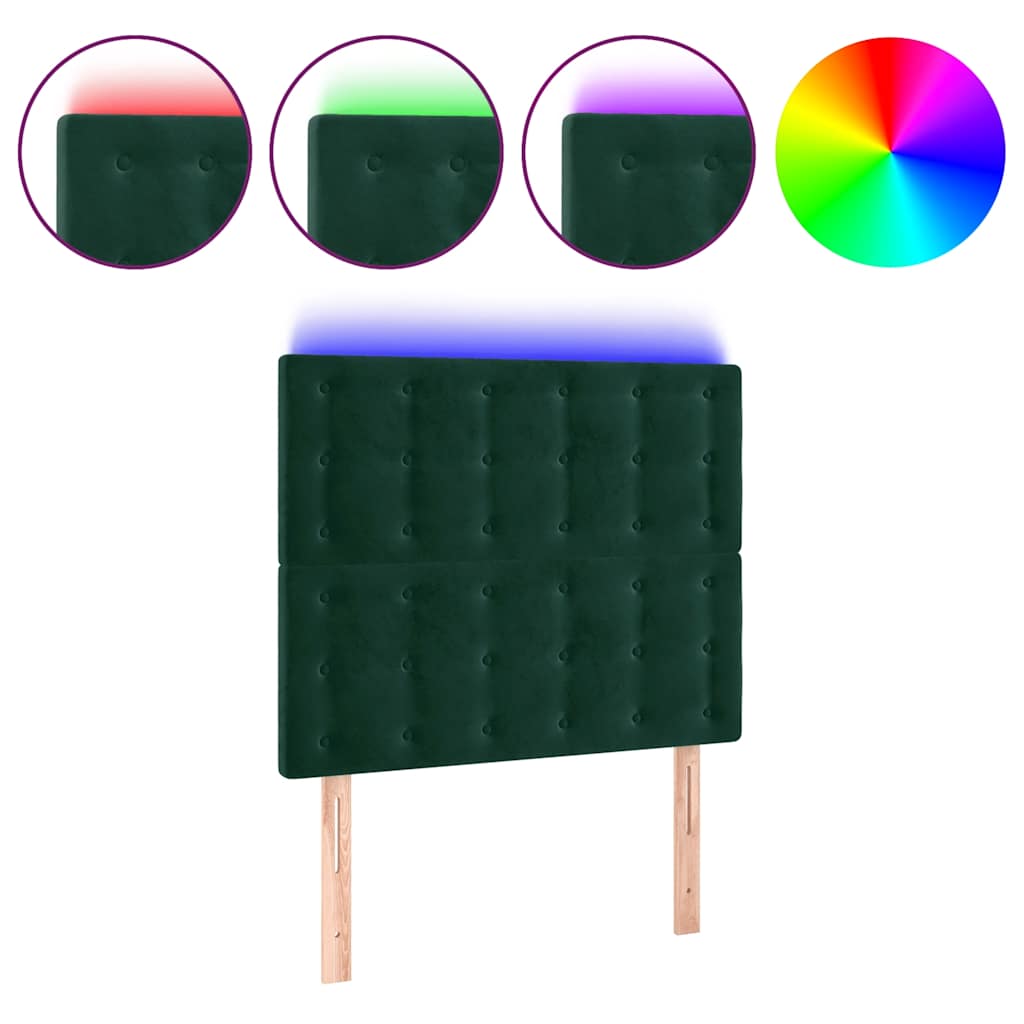 LED uzglavlje tamnozeleno 90x5x118/128 cm baršunasto
