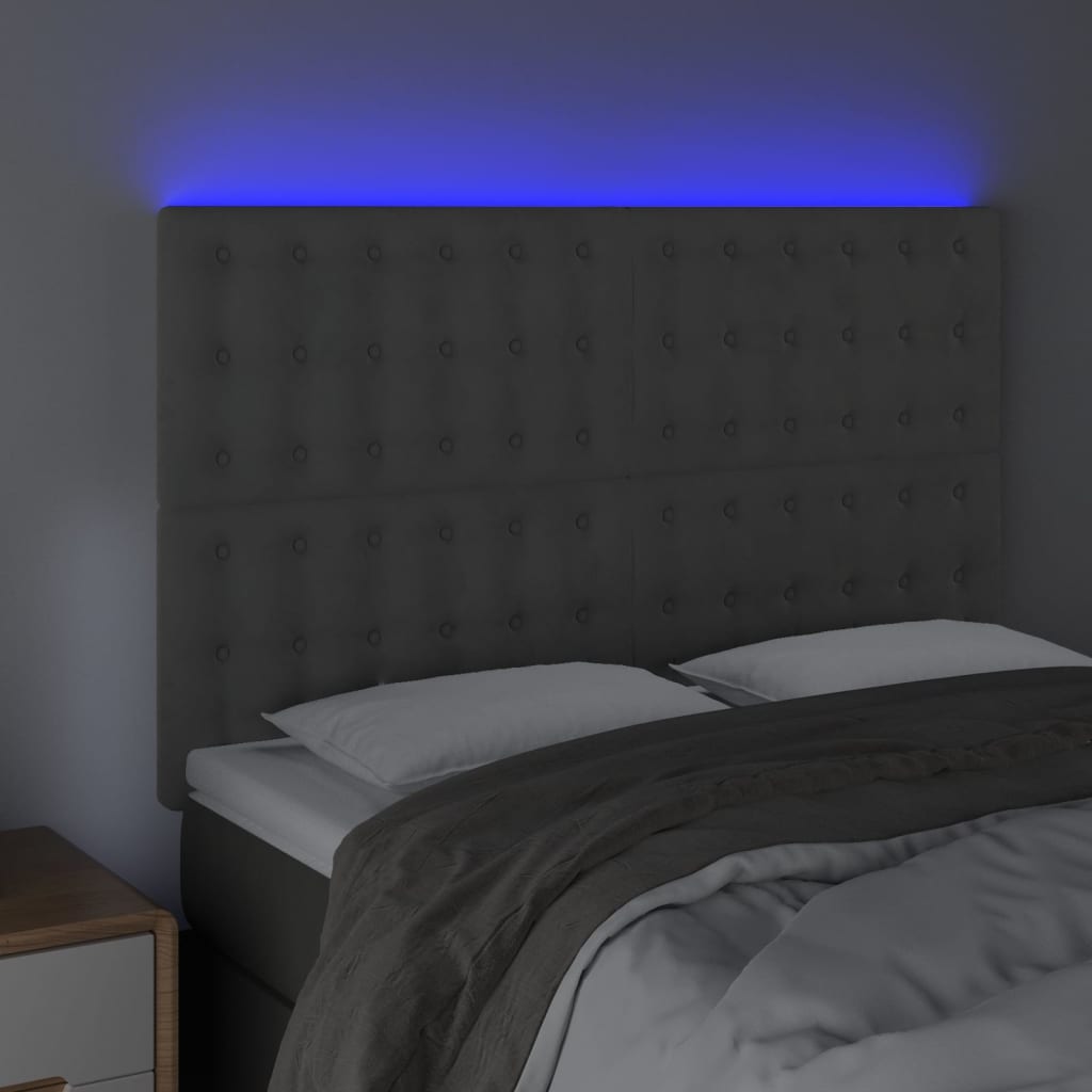 LED uzglavlje svjetlosivo 144x5x118/128 cm baršunasto