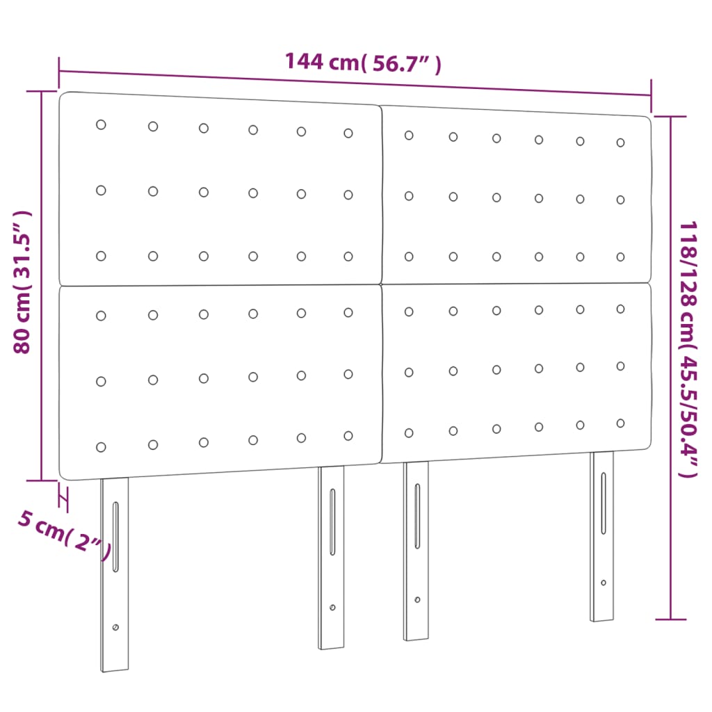 LED uzglavlje tamnosivo 144x5x118/128 cm baršunasto