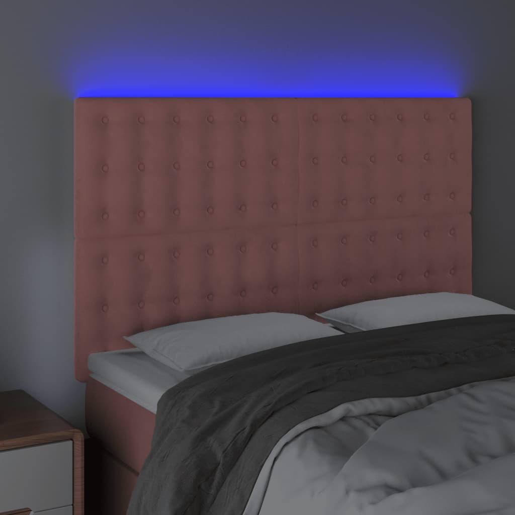 LED uzglavlje ružičasto 144x5x118/128 cm baršunasto