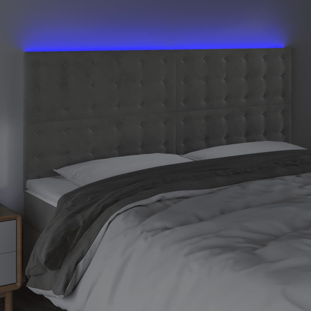LED uzglavlje svjetlosivo 160x5x118/128 cm baršunasto